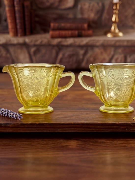 Federal Glass Other - Vintage Federal Glass Patrician "Spoke" Creamer & Sugar Set |  Depression Glass